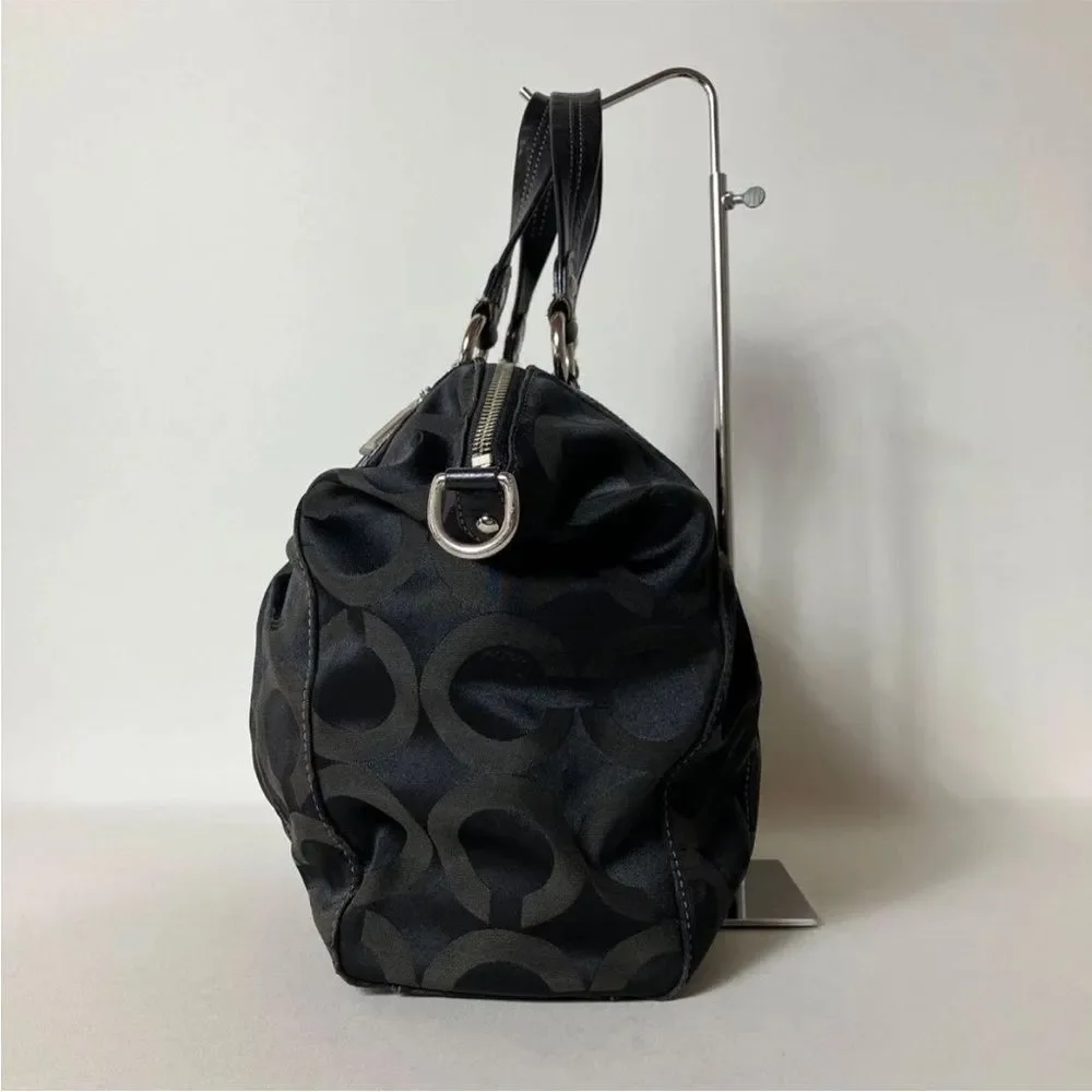 2510 265 Excellent Condition Coach Op Art 2WAY Handbag Black 26a